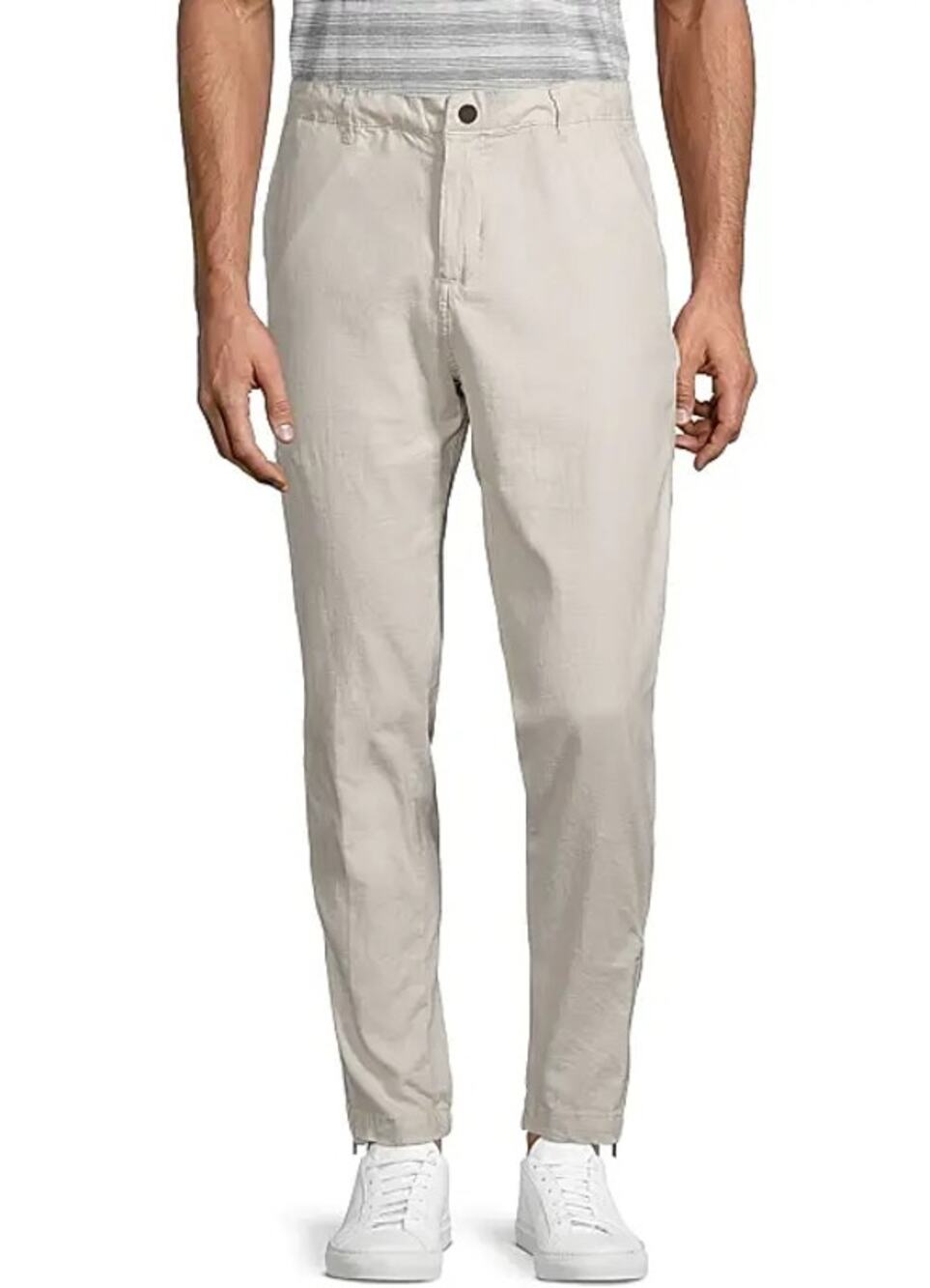ONIA Stretch Traveler Pants Oatmeal Tan Zip Fly Slim Tapered Fit Men's 33